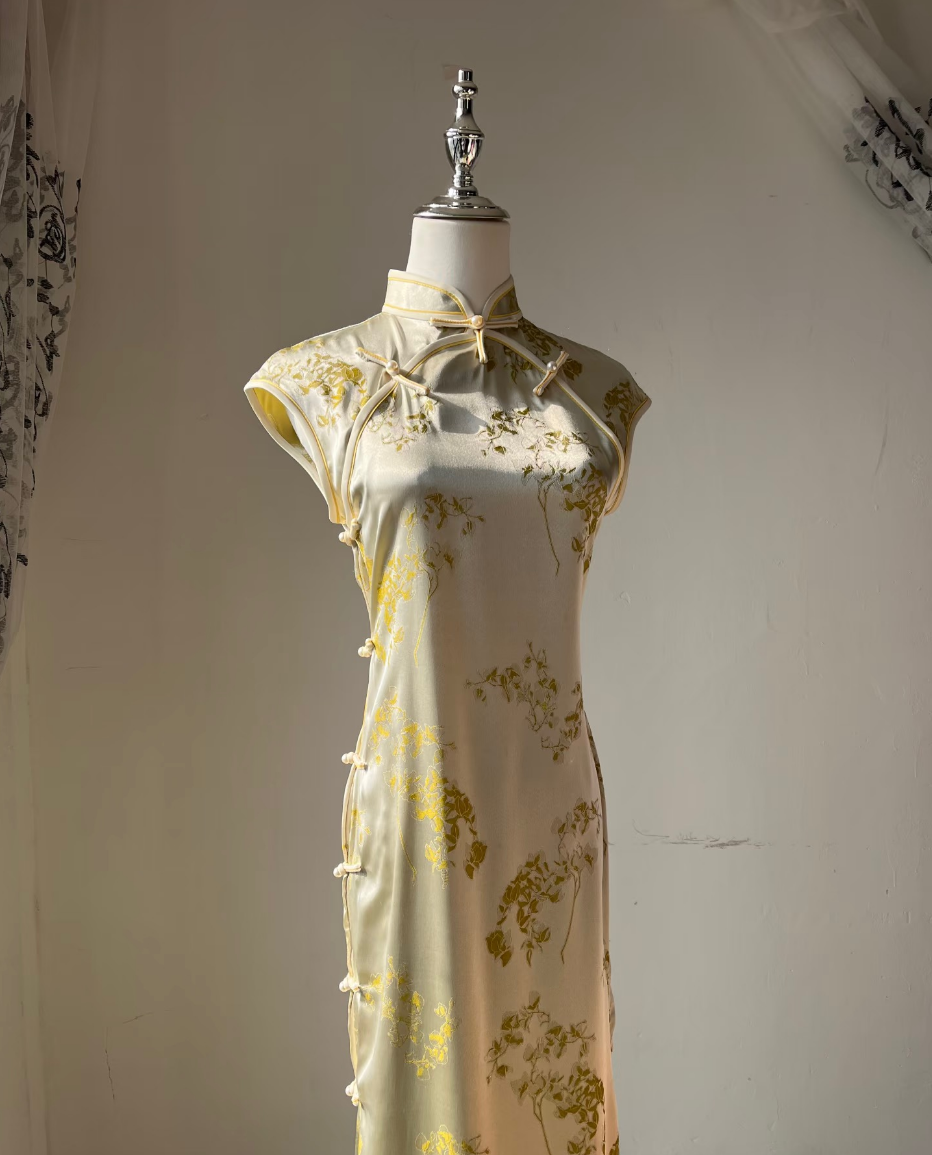 年轻款重工高级无袖全开『云锦丝』旗袍