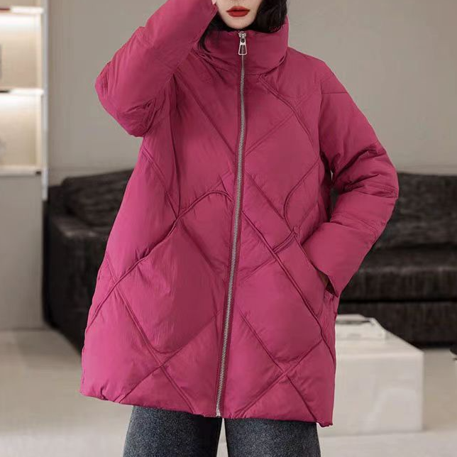 A016时尚宽松气质中长款韩版棉服外套