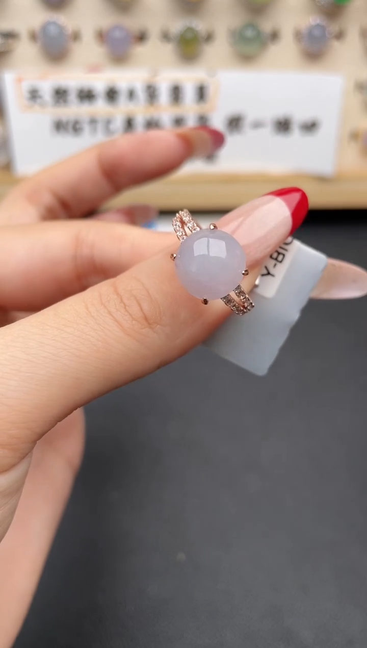 【闪购商品】翡翠戒指银S925镶嵌一物一证一礼盒