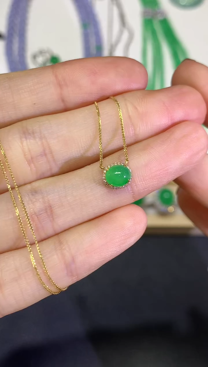 【闪购商品】翡翠颈饰18K金镶嵌团购31