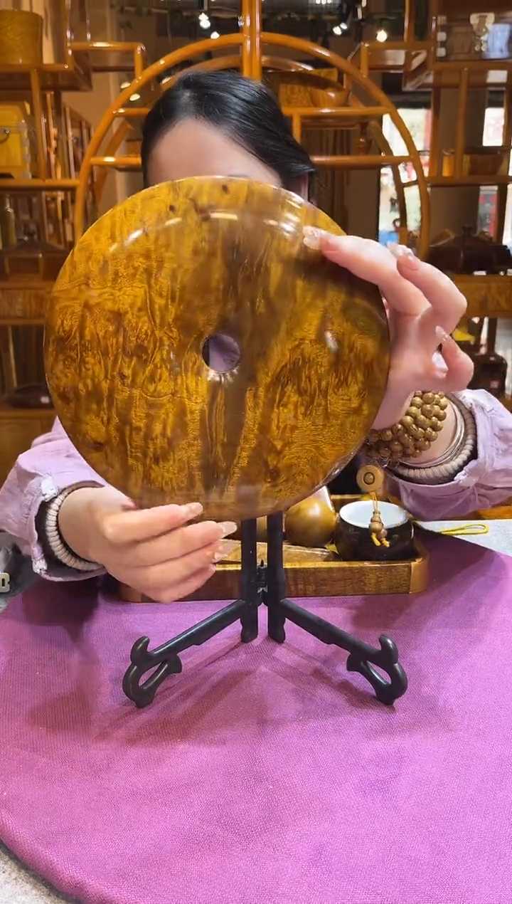 香樟木满留疤平安扣摆件