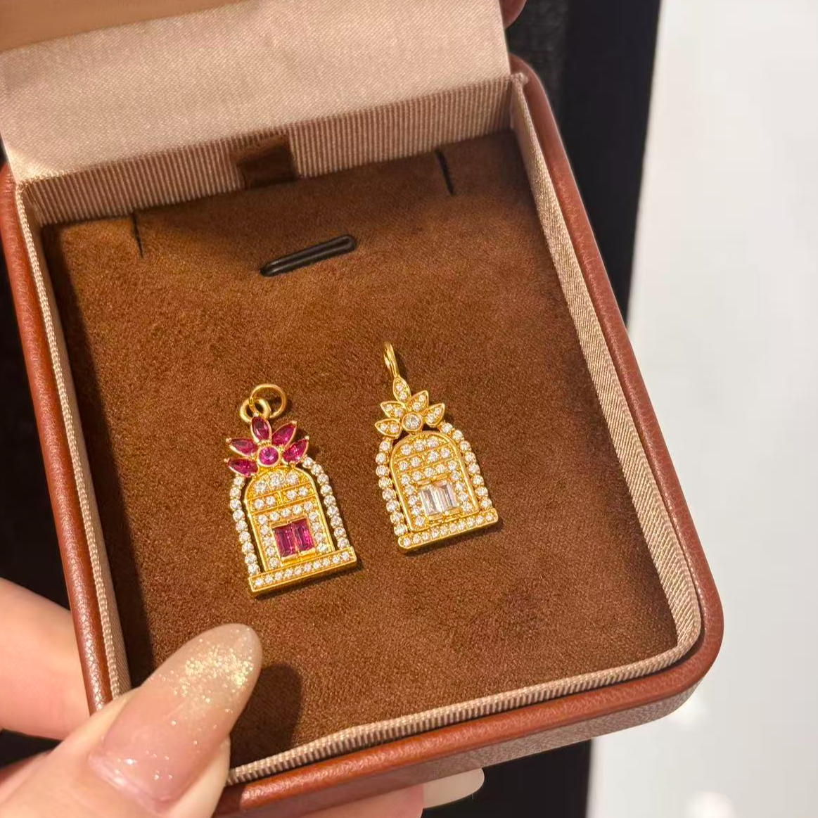 足金999幸福之门点钻吊坠（可送编绳）送女生新年礼物