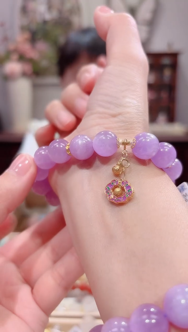 【闪购商品】锂辉石手串18K金镶嵌特级全净体冰浓紫11.7咪