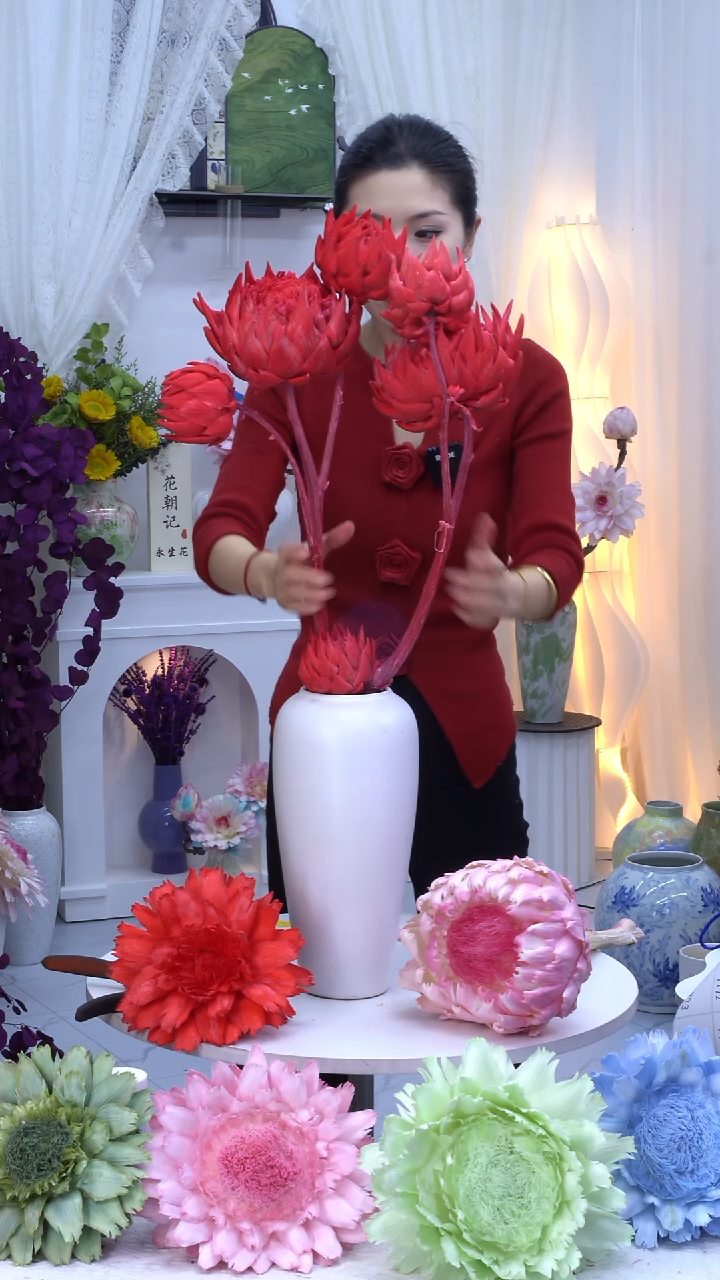 永生洋蓟玫红5头送1小头【微瑕】7983