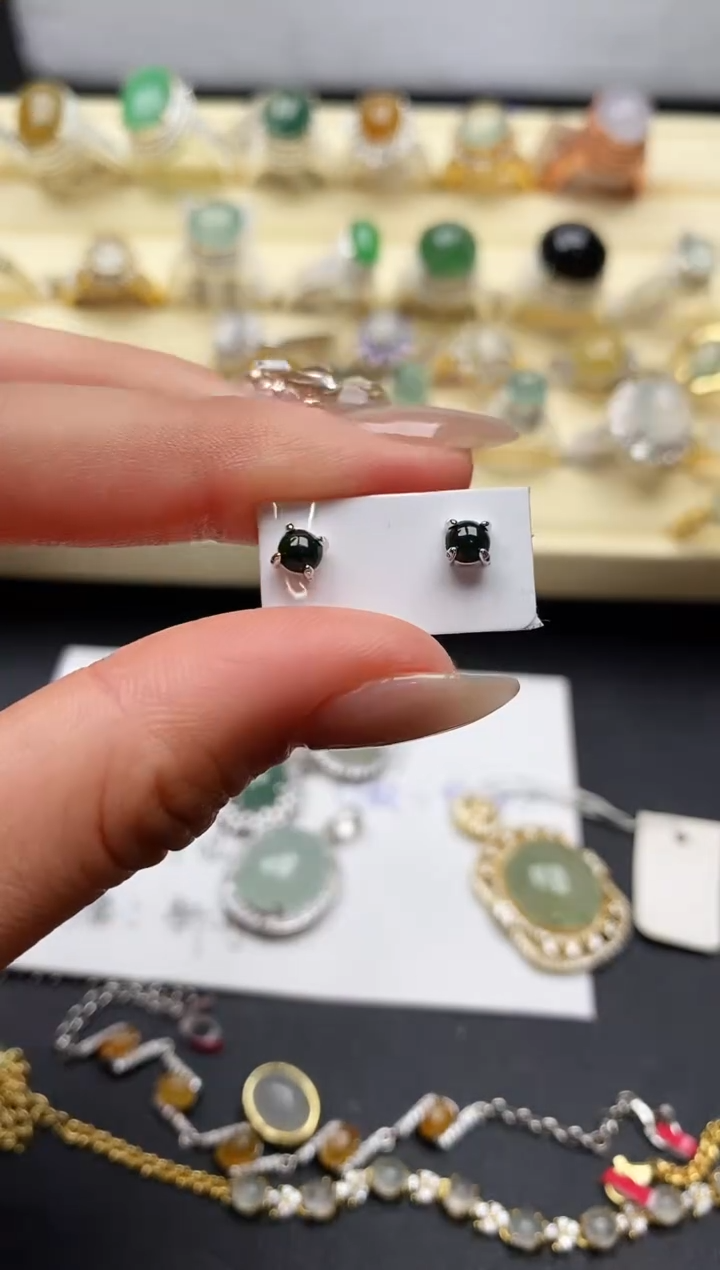 【闪购商品】翡翠戒指银S925镶嵌缅甸天然A货翡翠77   1-