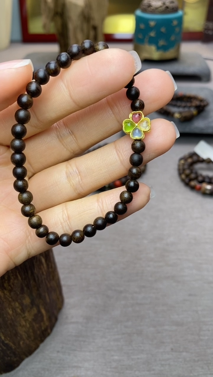 【闪购商品】沉香手串越南顺化紫棋糖结料0.5双圈沉水＋配饰