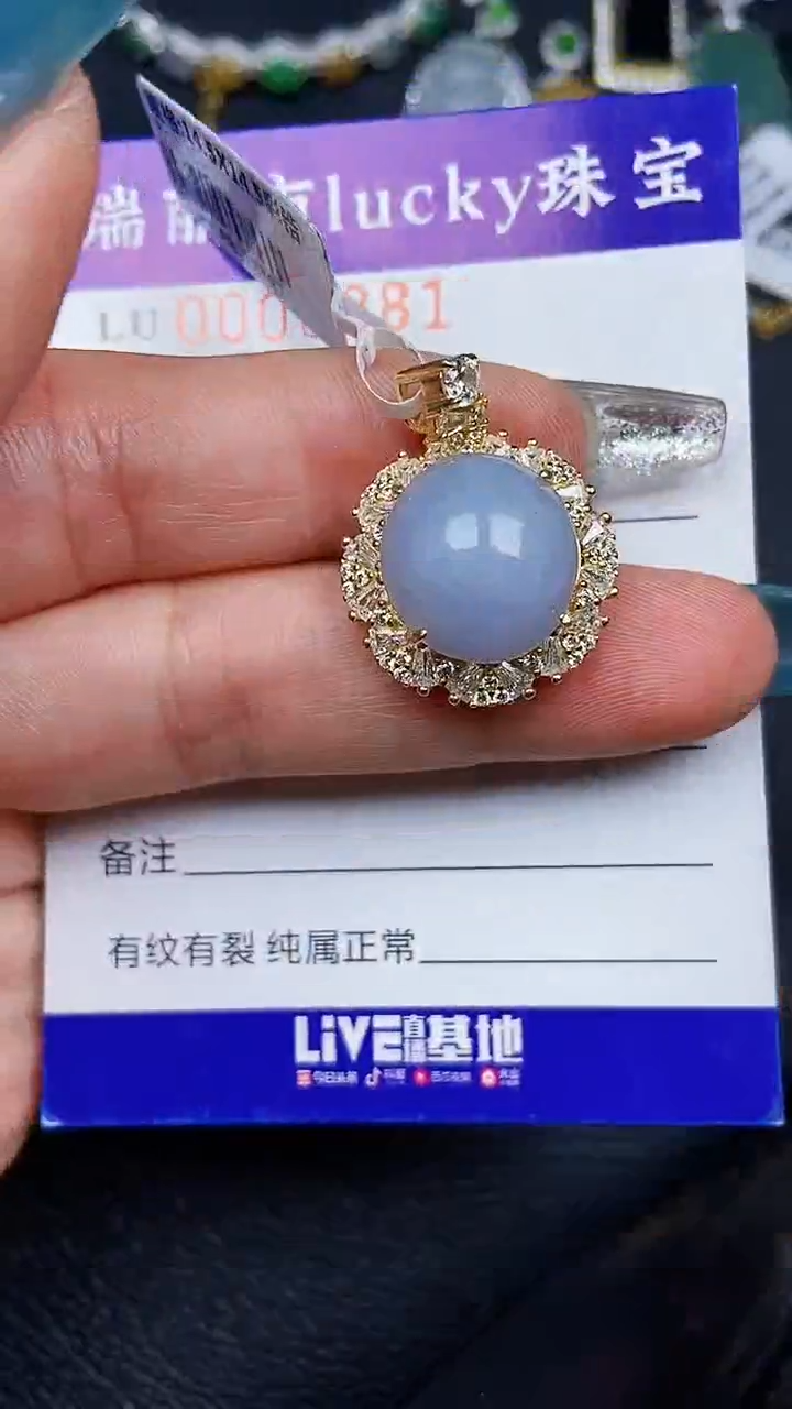 颈饰银S925镶嵌翡翠8881