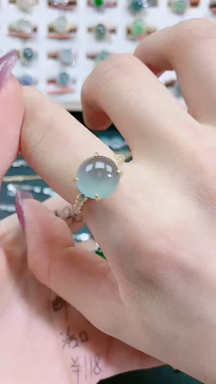 银S925镶嵌戒指翡翠天然翡翠