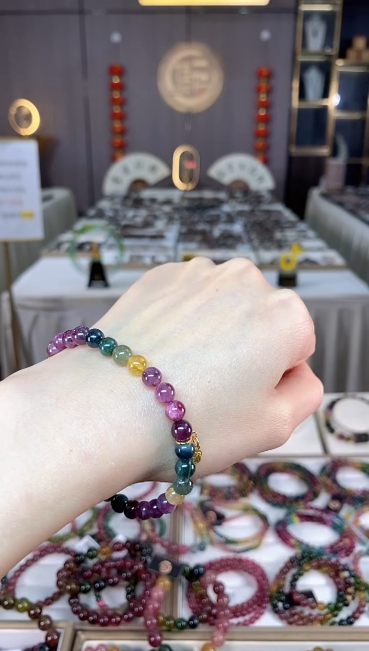 未镶嵌老矿碧玺单圈手串6mm+碧玺dan多样性发货一条