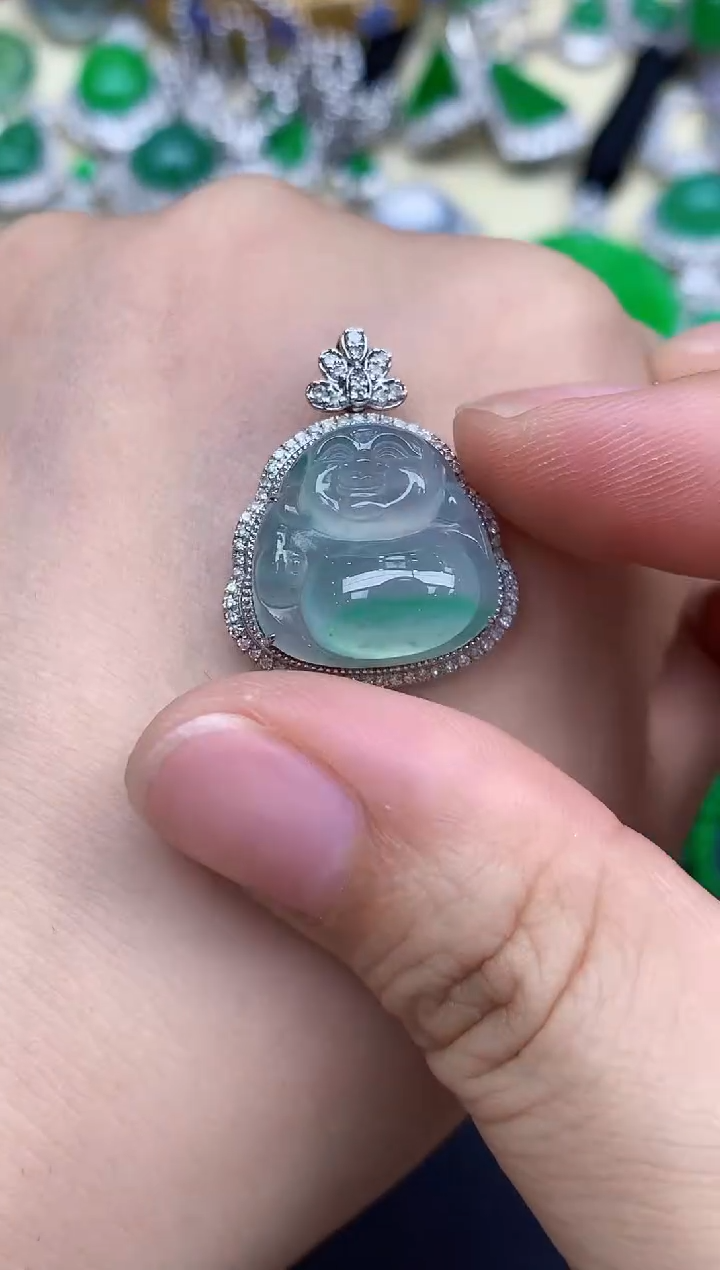 颈饰18K金镶嵌翡翠491-中国好珍宝