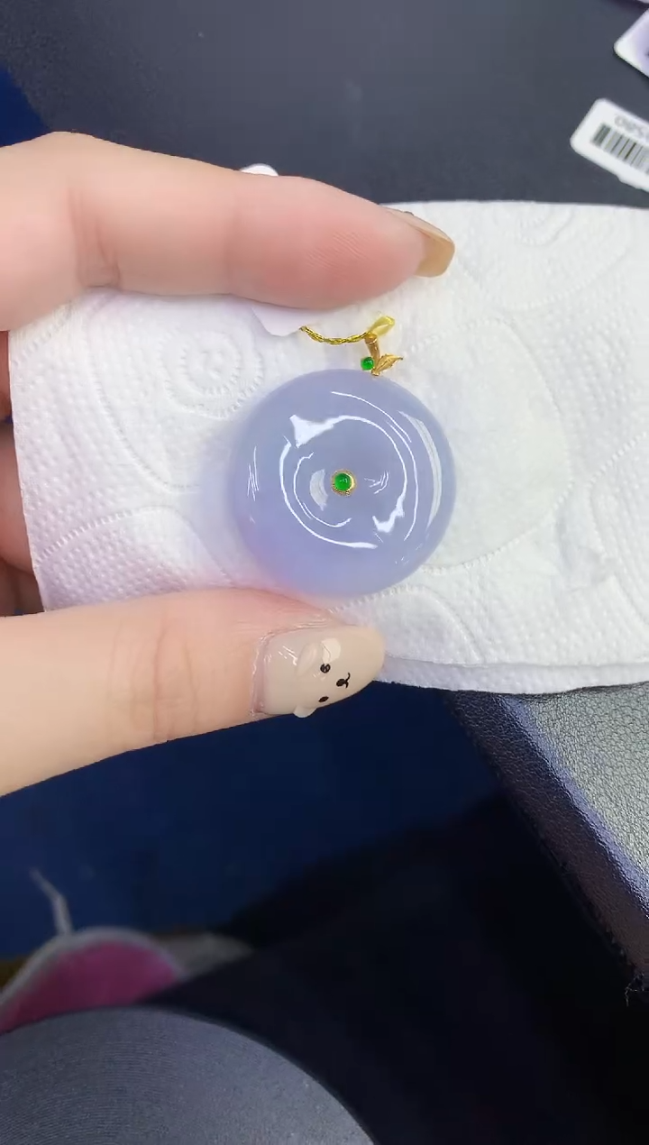 颈饰18K金镶嵌翡翠缅甸天然翡翠A货