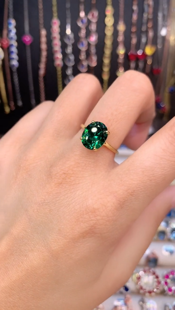 戒指透辉石银S925镶嵌911金色