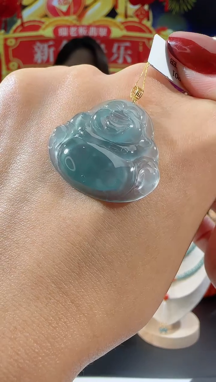 【闪购商品】翡翠吊坠(不含链)18K金镶嵌佛公多样性发一