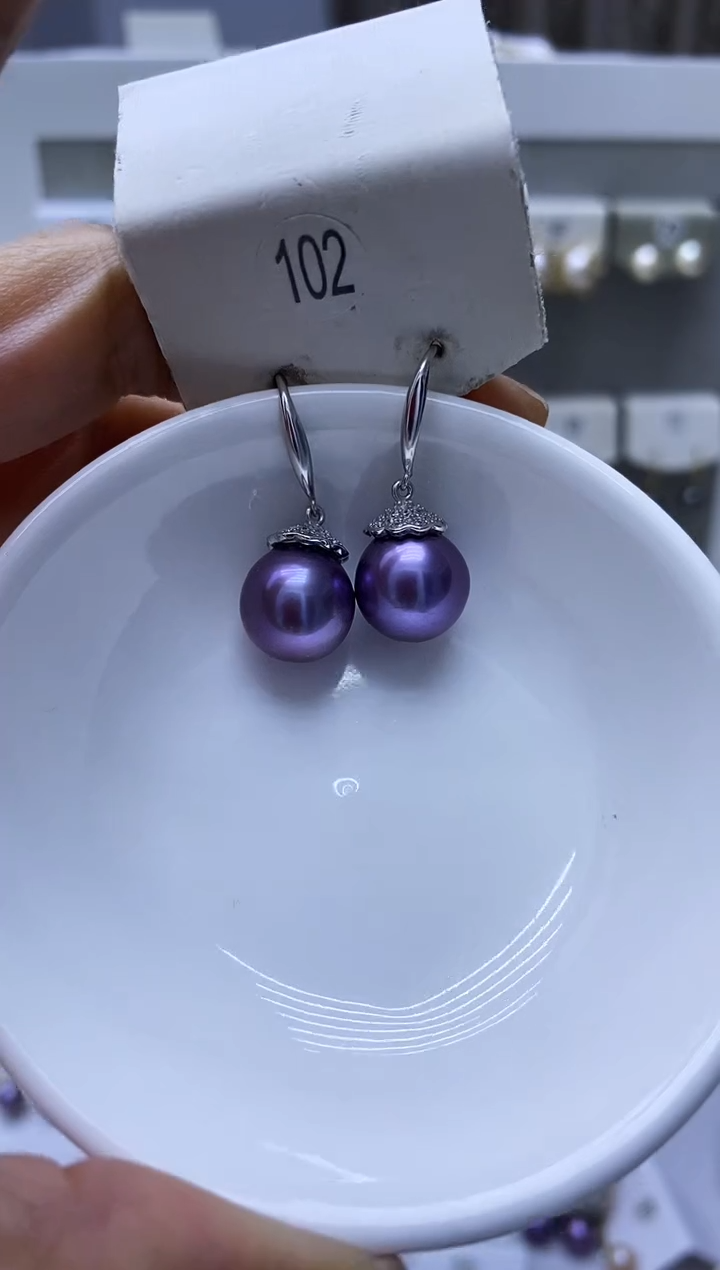 银S925镶嵌淡水珍珠耳饰102