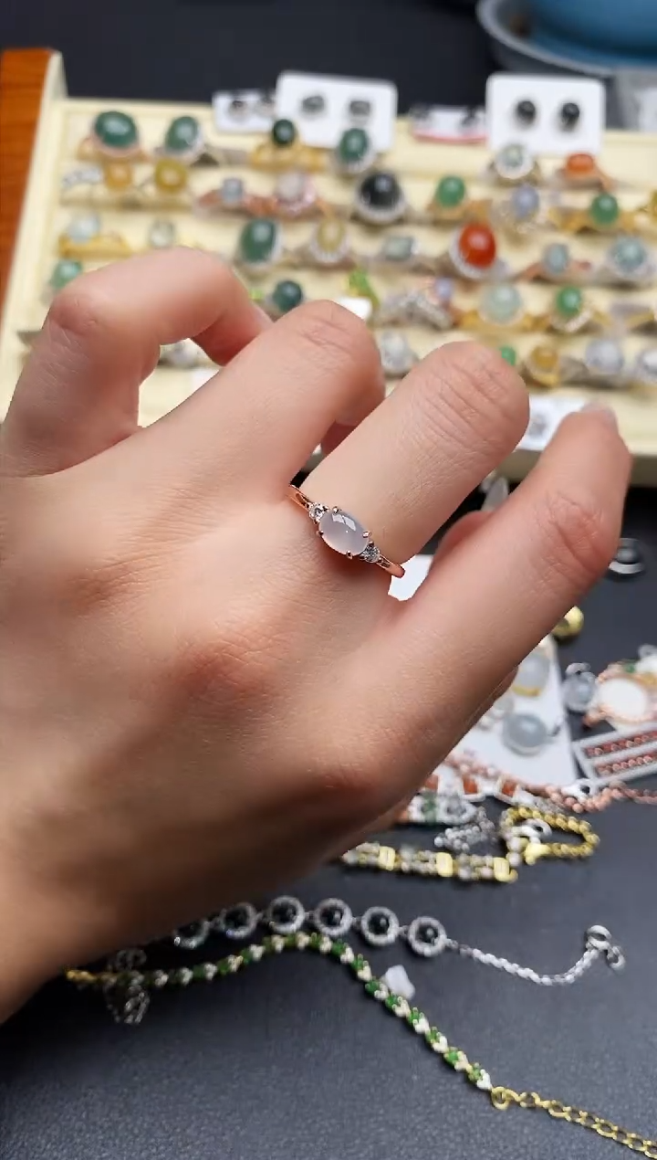 【闪购商品】翡翠戒指银S925镶嵌333333333+4