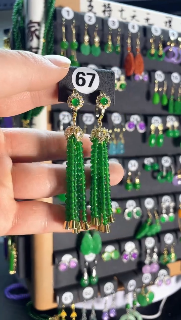 【闪购商品】翡翠耳饰银S925镶嵌老67...