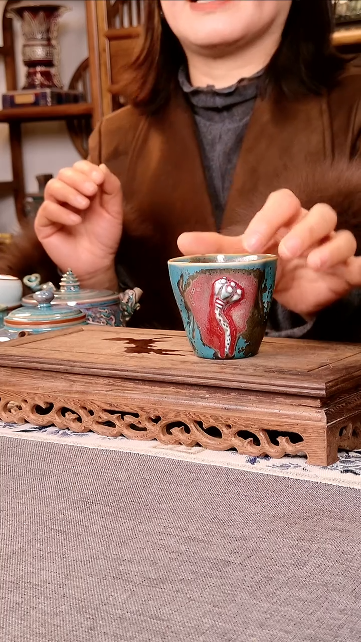 瓷片莲蓬杯 土魂钧瓷