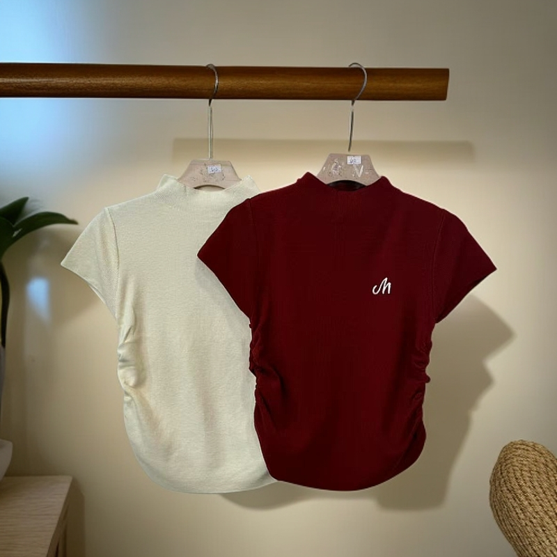 6112半高领针织上衣女款气质时尚百搭套头针织上衣