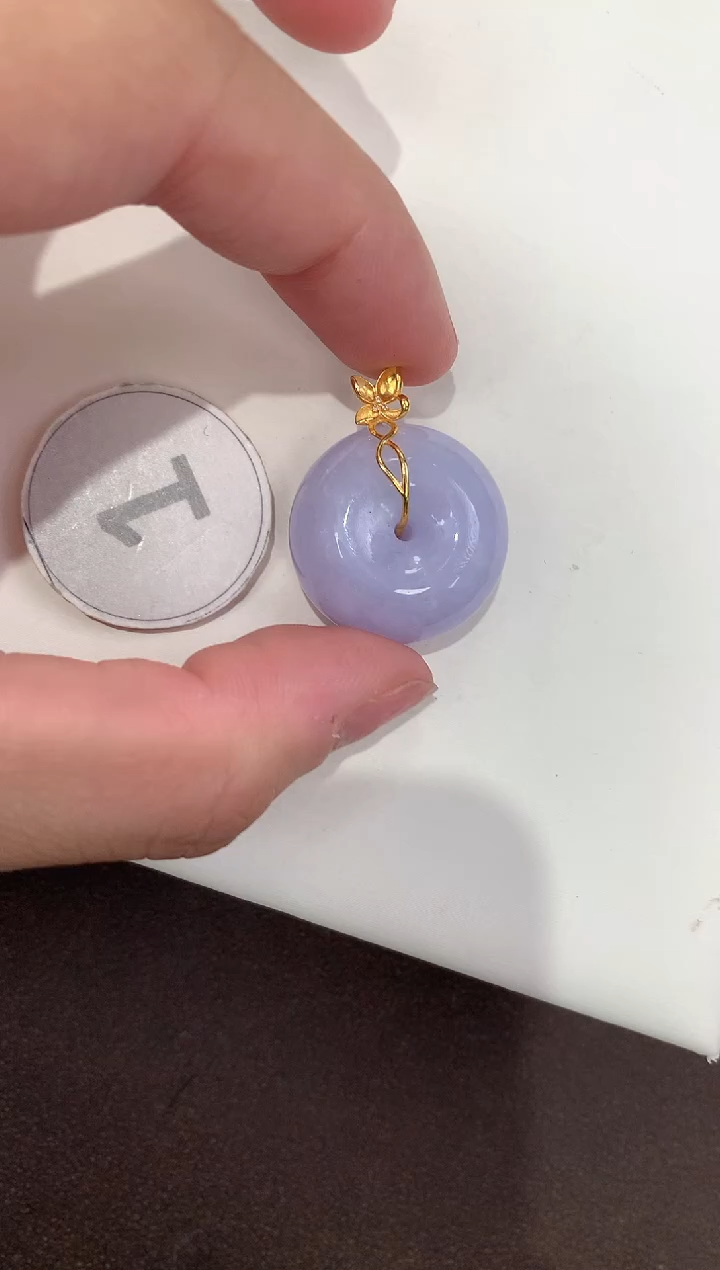 颈饰18K金镶嵌翡翠天然缅甸A货翡翠