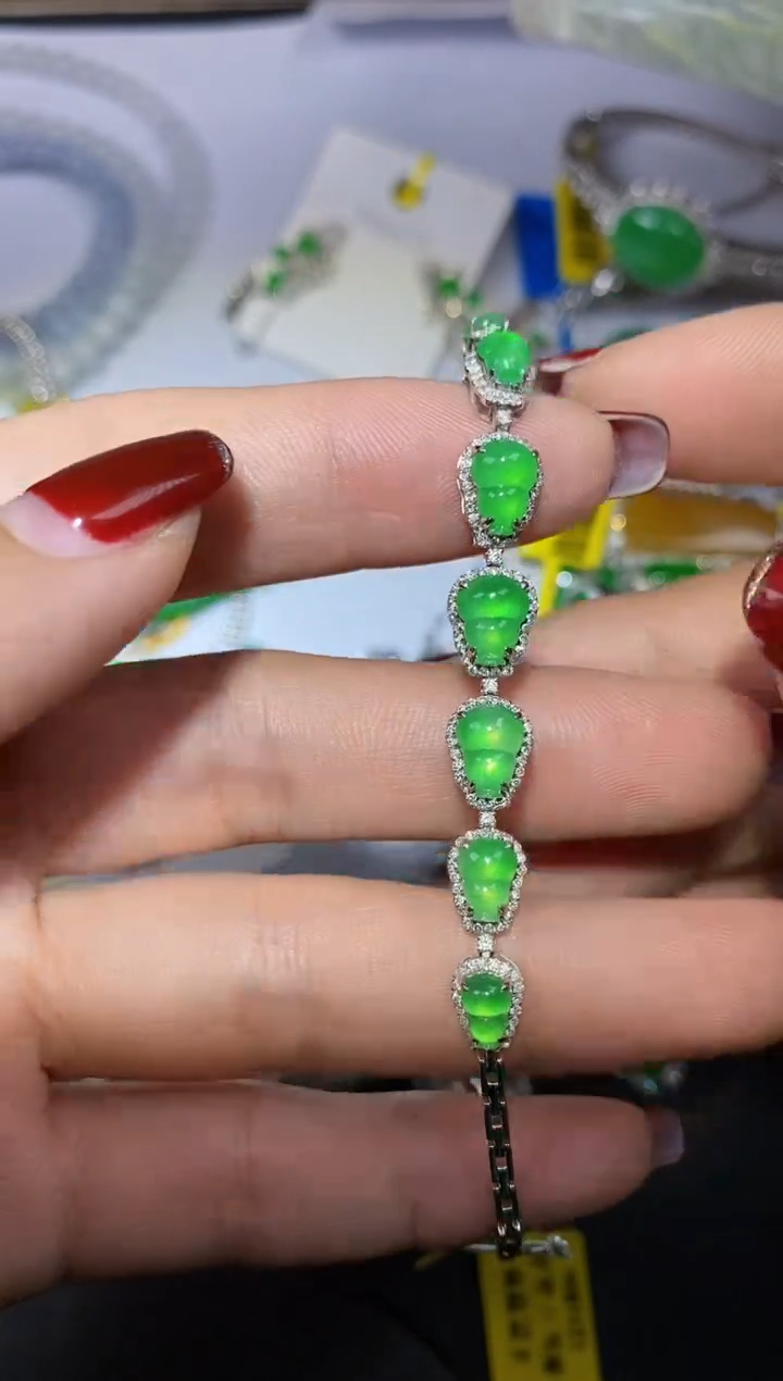 【闪购商品】翡翠手链18K金镶嵌 翡翠 手链 18K金镶嵌