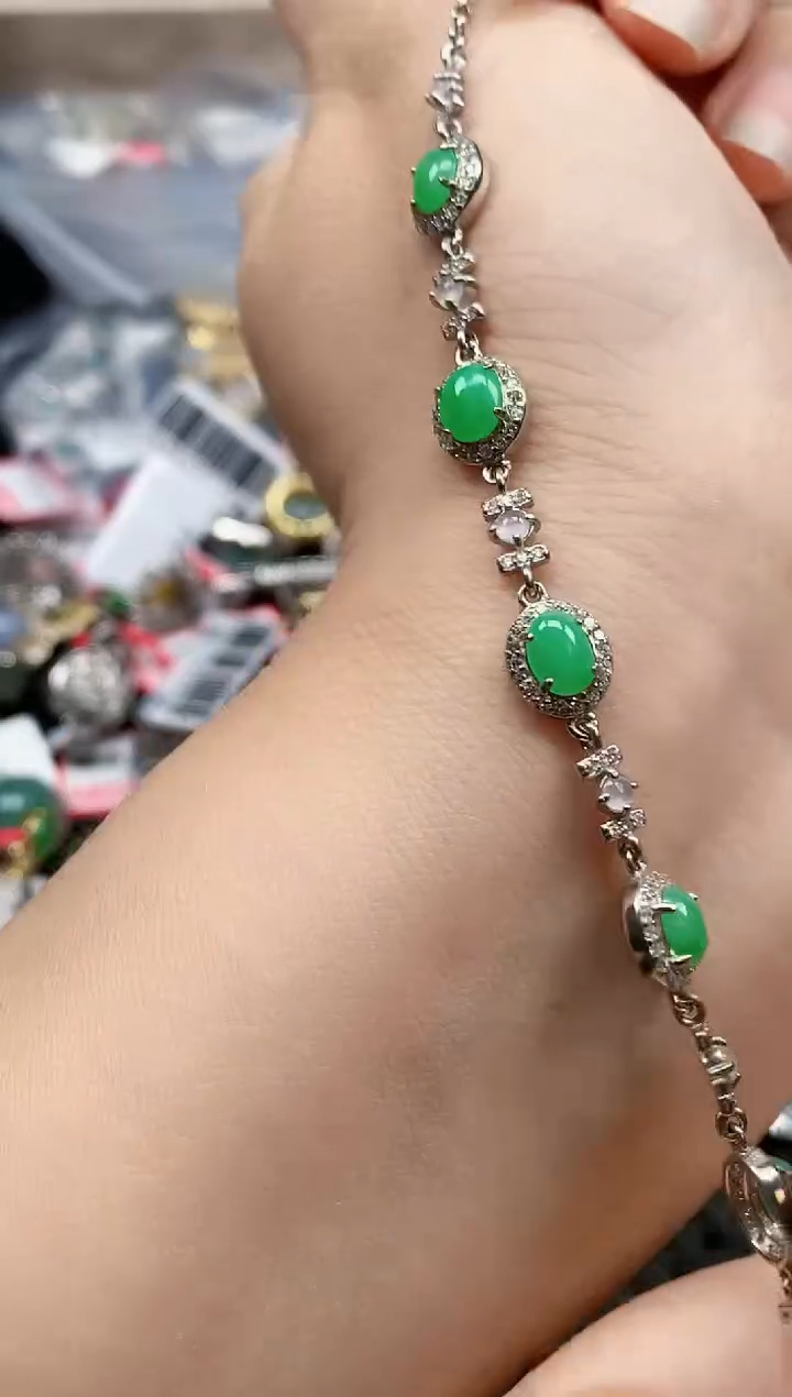 银S925镶嵌戒指翡翠天然A货缅甸翡翠