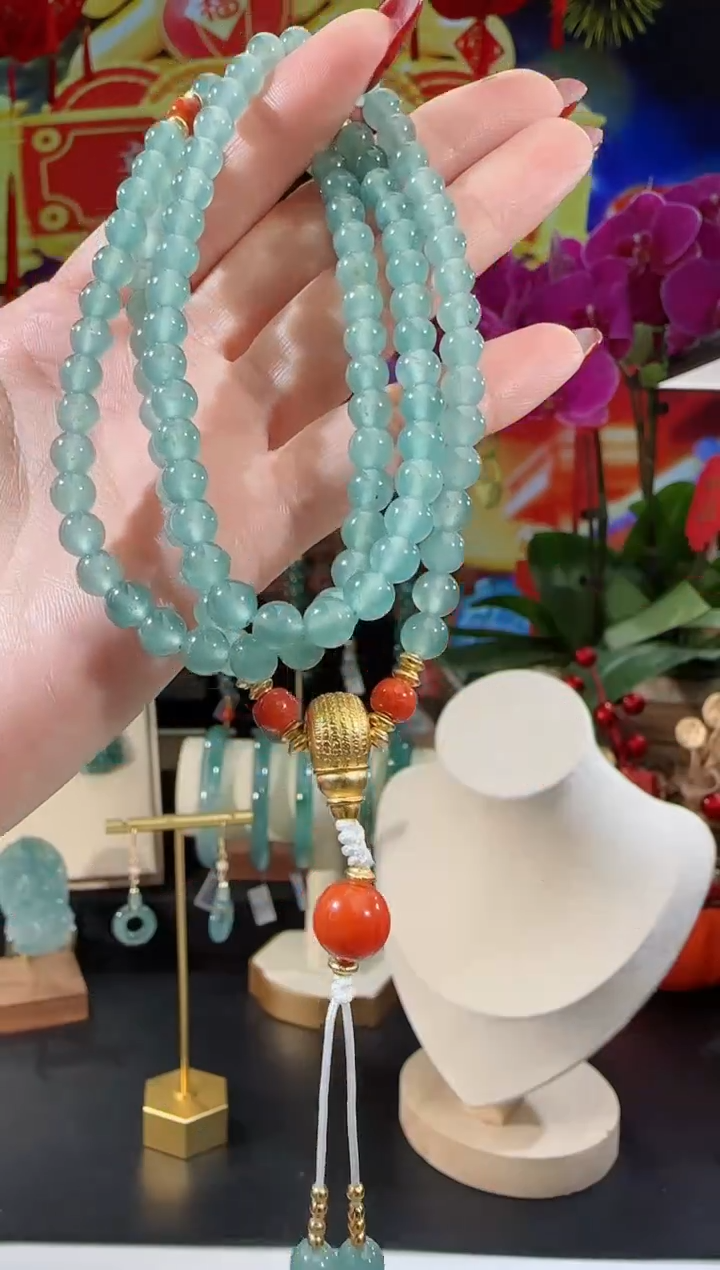 【闪购商品】翡翠项链银S925镶嵌长串多样性发一