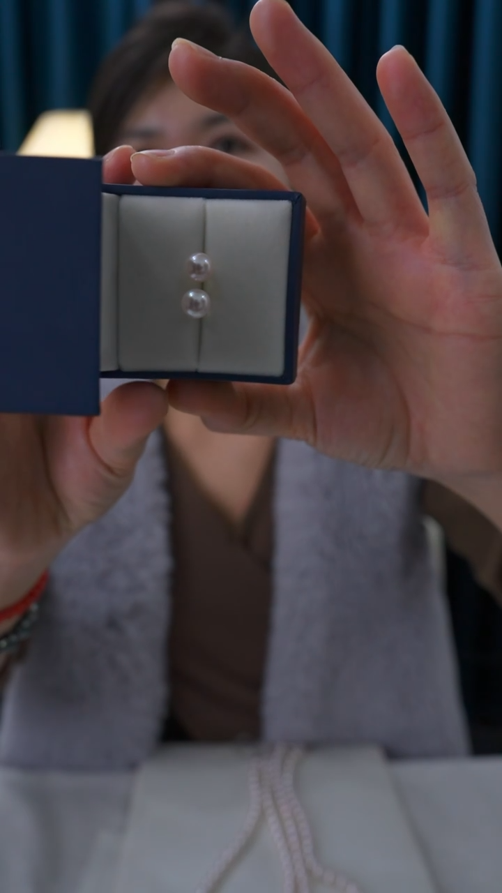 【闪购商品】海水珍珠耳饰未镶嵌8-8.5mmakoya对珠