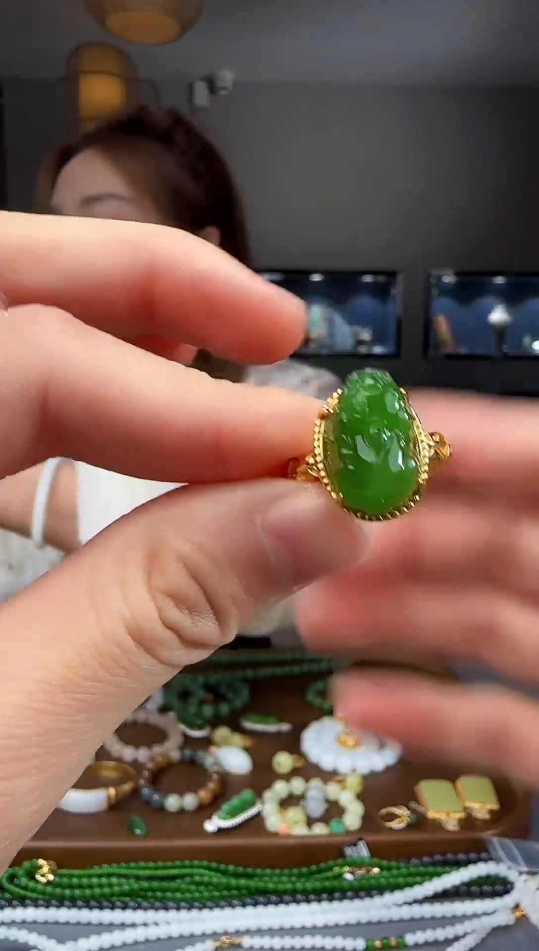 和田玉戒指银S925镶嵌1