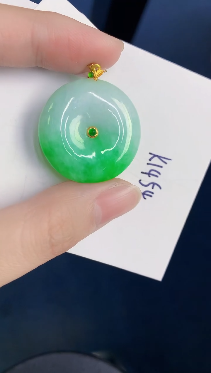 颈饰18K金镶嵌翡翠天然翡翠缅甸A货