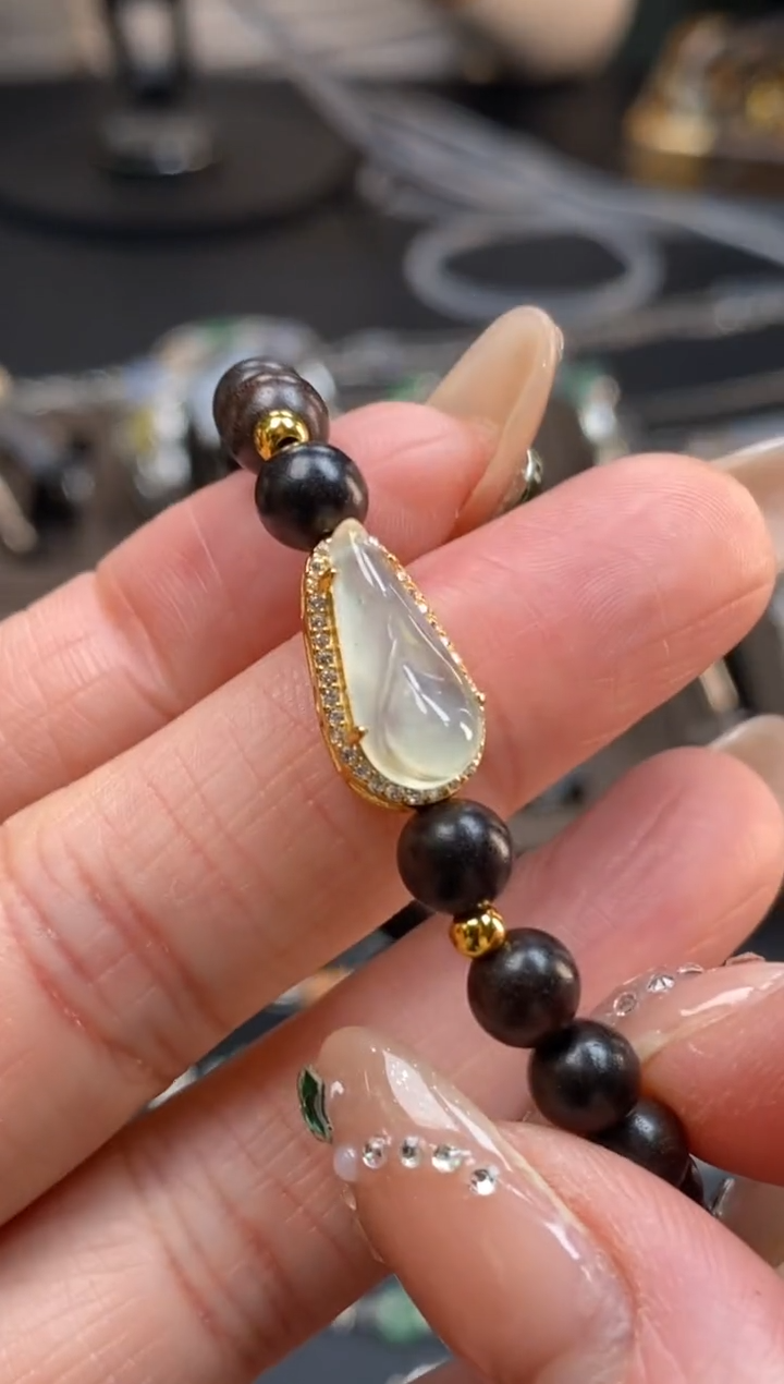 颈饰银S925镶嵌翡翠净货18017