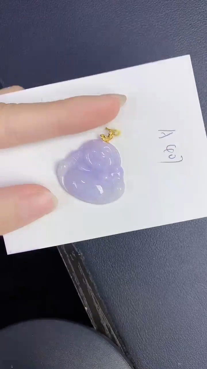 颈饰18K金镶嵌翡翠缅甸天然翡翠A货