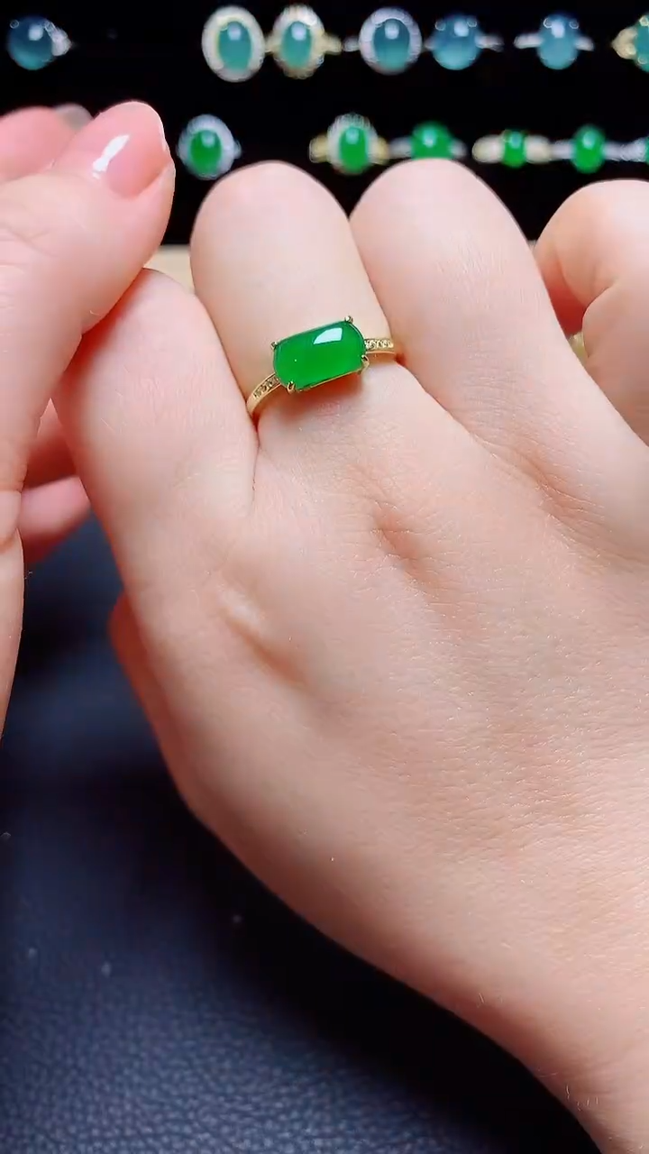 翡翠戒指银S925镶嵌 天然翡翠A货s925银镶