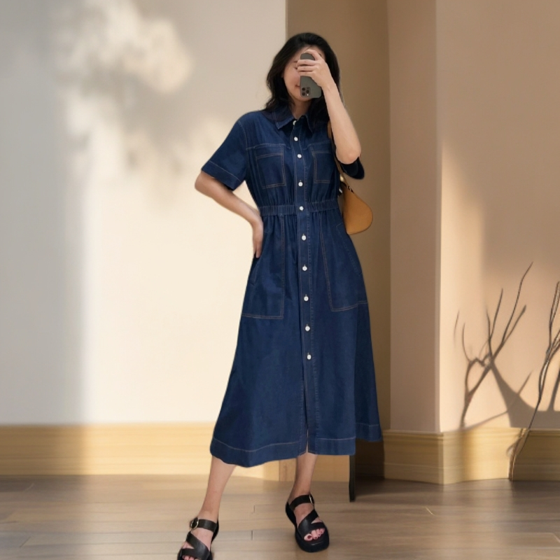 GXO 2025夏季新款牛仔衬衫连衣裙LYQ0187