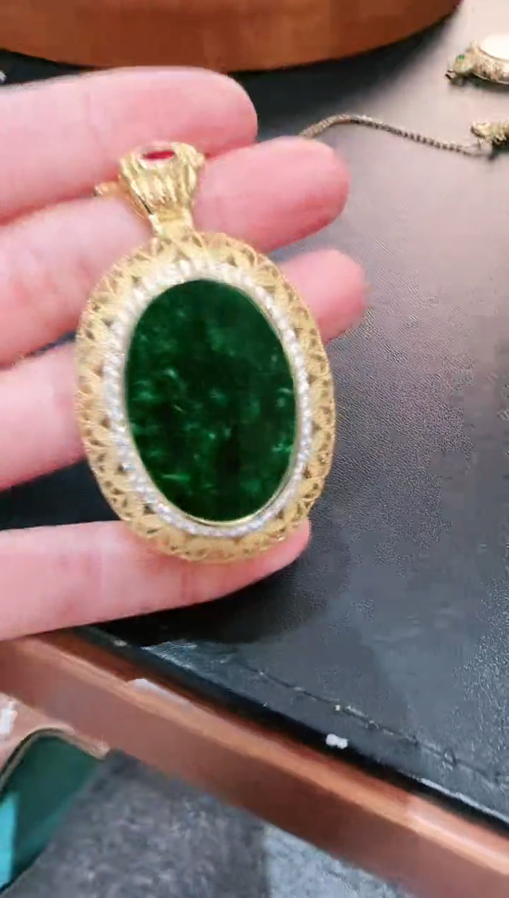 【闪购商品】翡翠颈饰银S925镶嵌吊坠