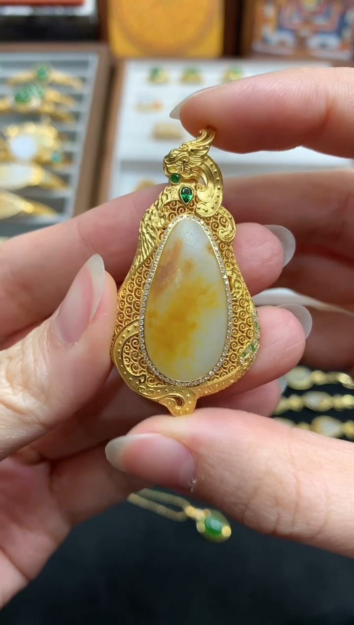 【闪购商品】和田玉吊坠18K金镶嵌A937|18800