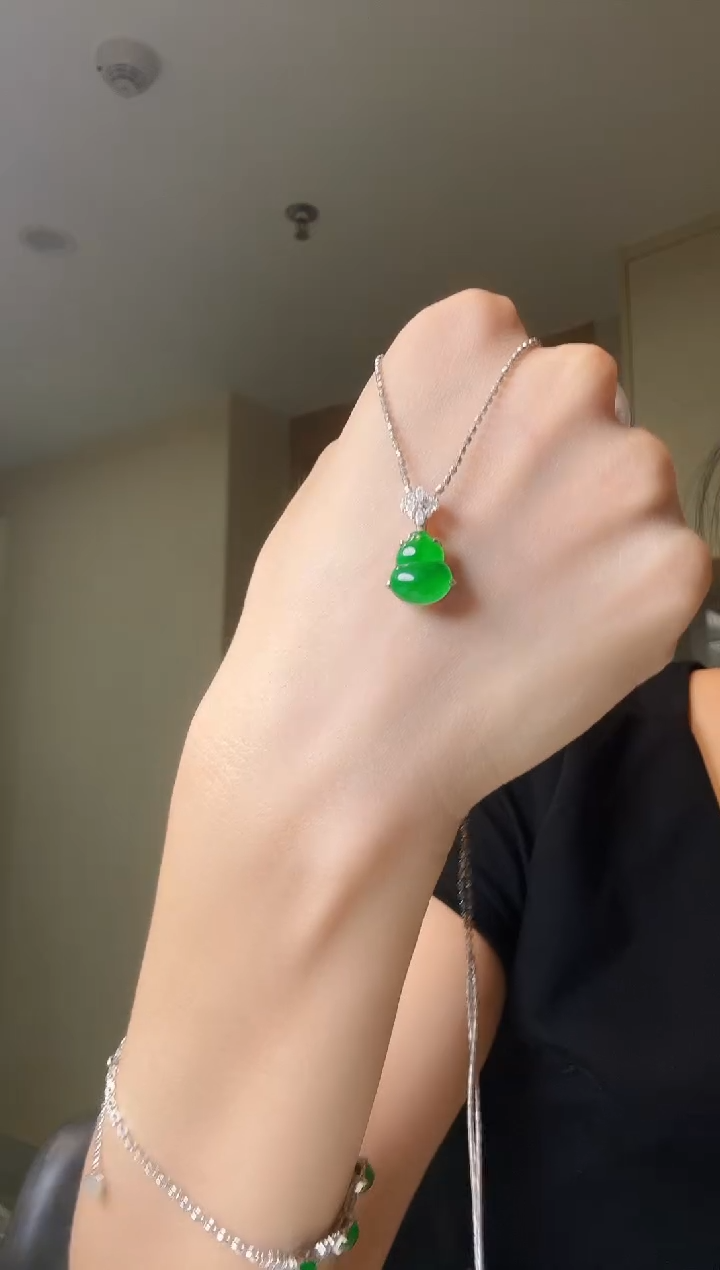 翡翠银S925镶嵌吊坠(不含链)天然翡翠吊坠