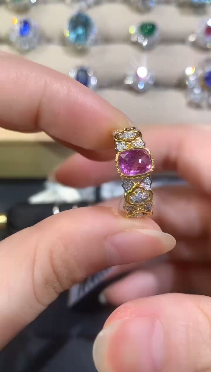 彩色蓝宝石戒指18K金镶嵌D172|7500