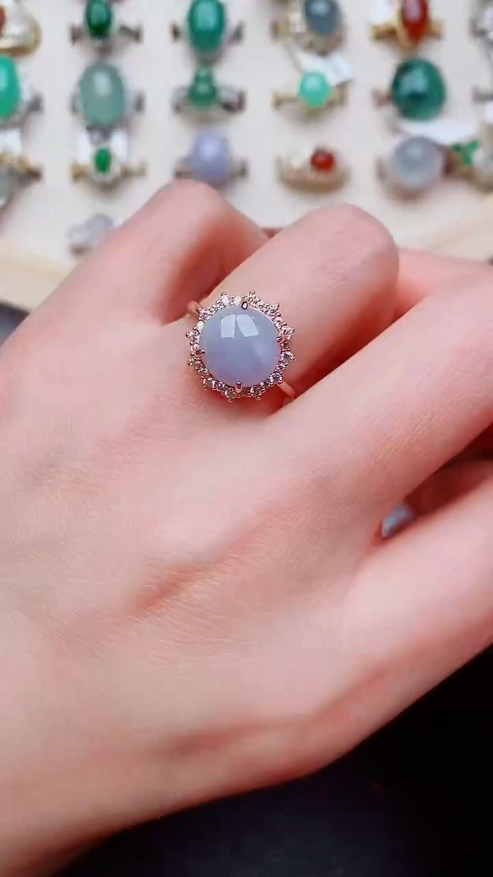 银S925镶嵌戒指翡翠...