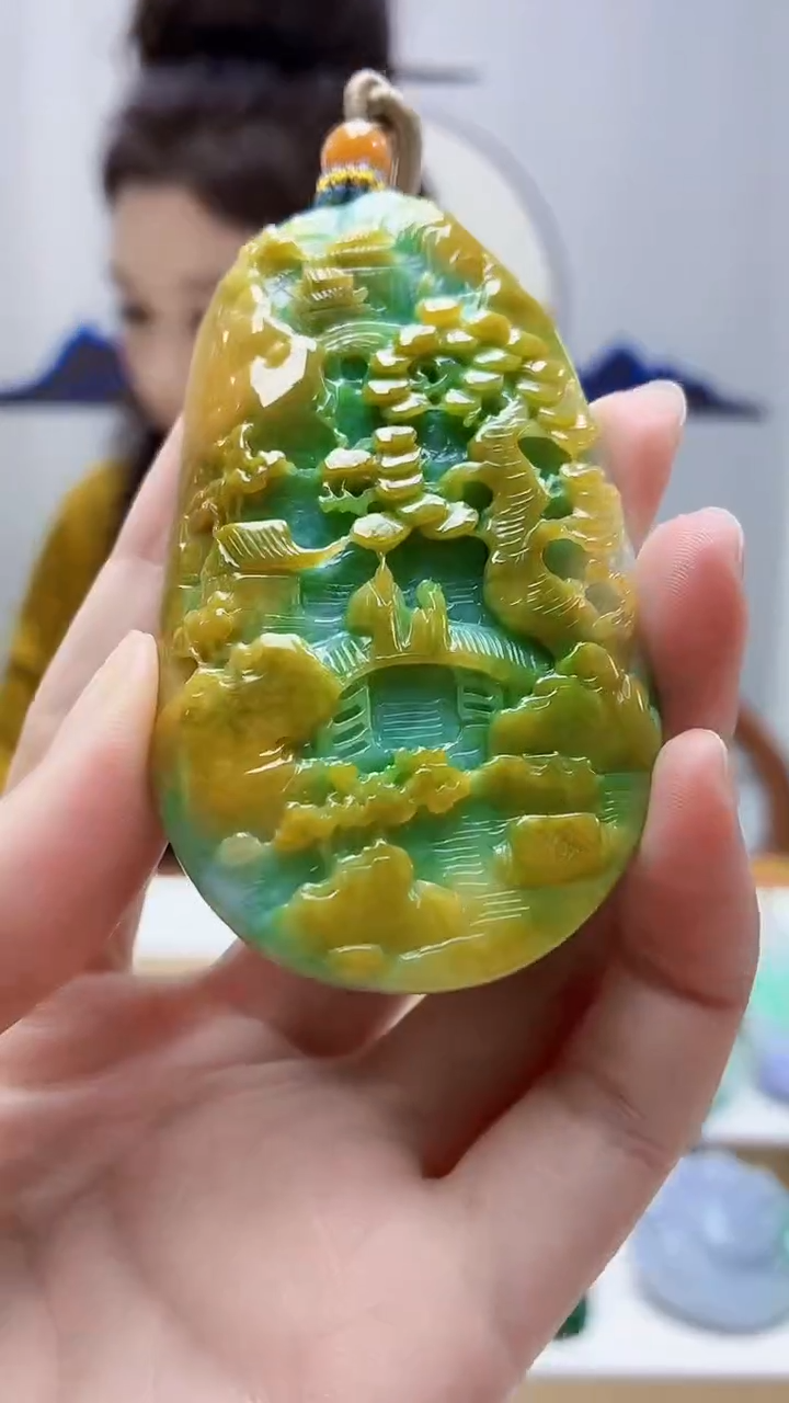 未镶嵌定制翡翠4829zm-毛货挂件54山水