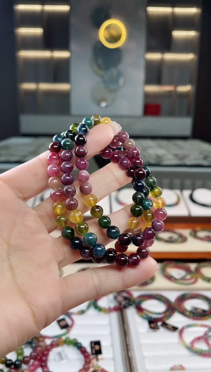 未镶嵌老矿碧玺三圈手串7mm+碧玺多样性发一条T