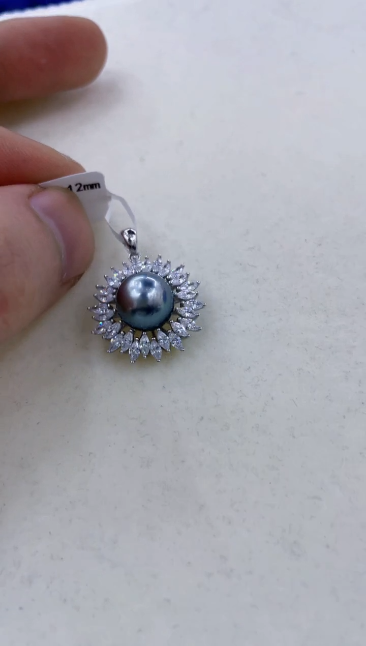 银S925镶嵌颈饰海水珍珠  