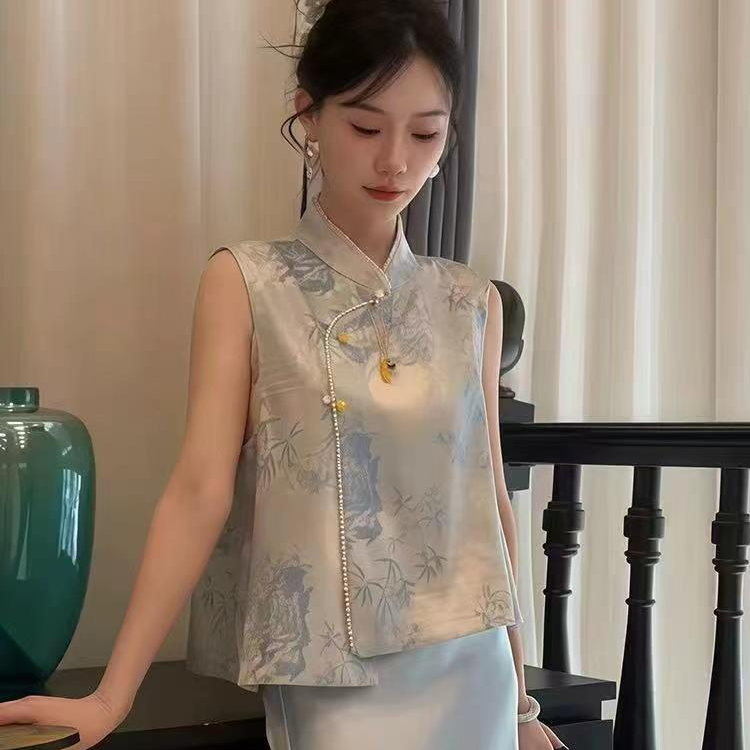 夏季新中式国风气质时尚百搭宽松复古透气显瘦马甲国风上衣