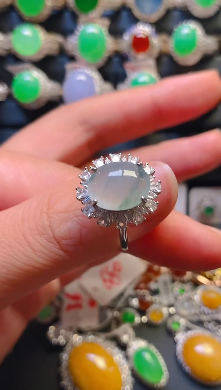 银S925镶嵌翡翠耳饰天然