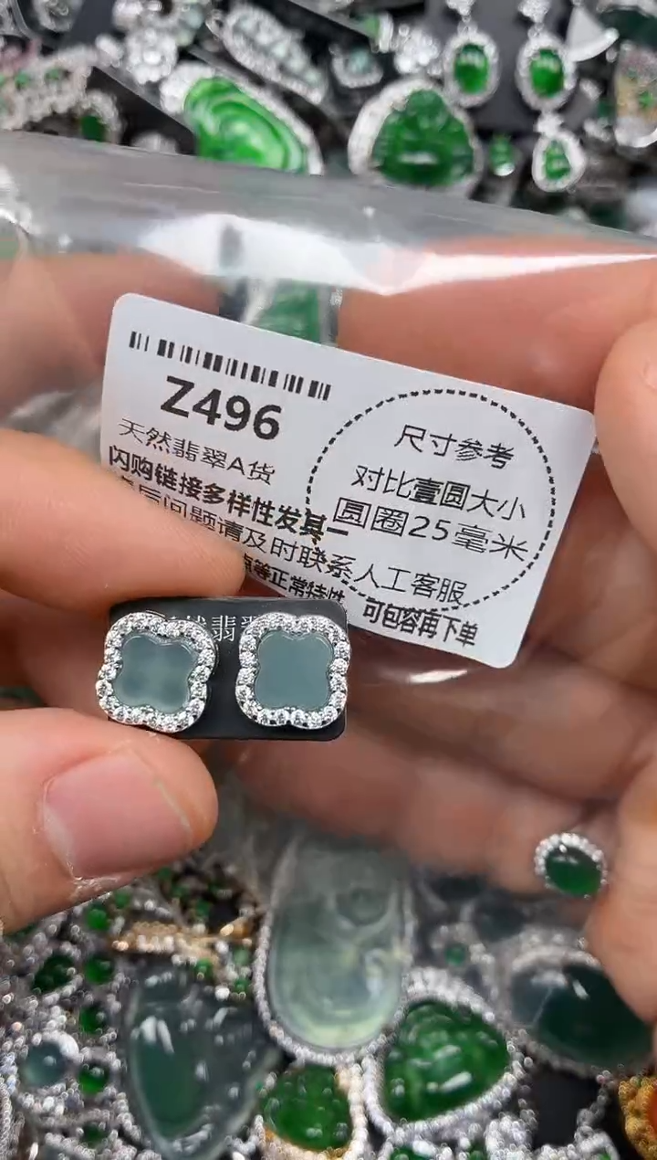 颈饰未镶嵌翡翠Z496耳钉 ab款