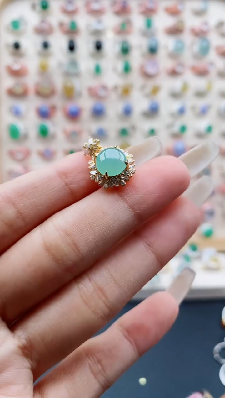 【闪购商品】翡翠戒指未镶嵌缅甸天然A货翡翠444  6+9