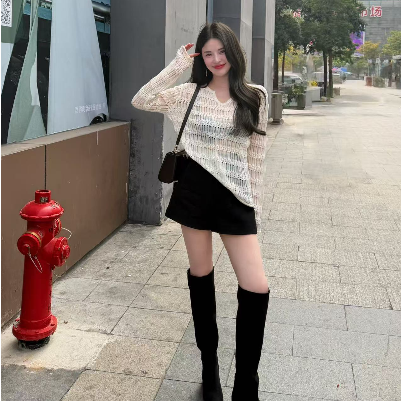 留时尚镂空纸片人显瘦宽松毛衣 气质宽松留时尚镂空纸片人显瘦