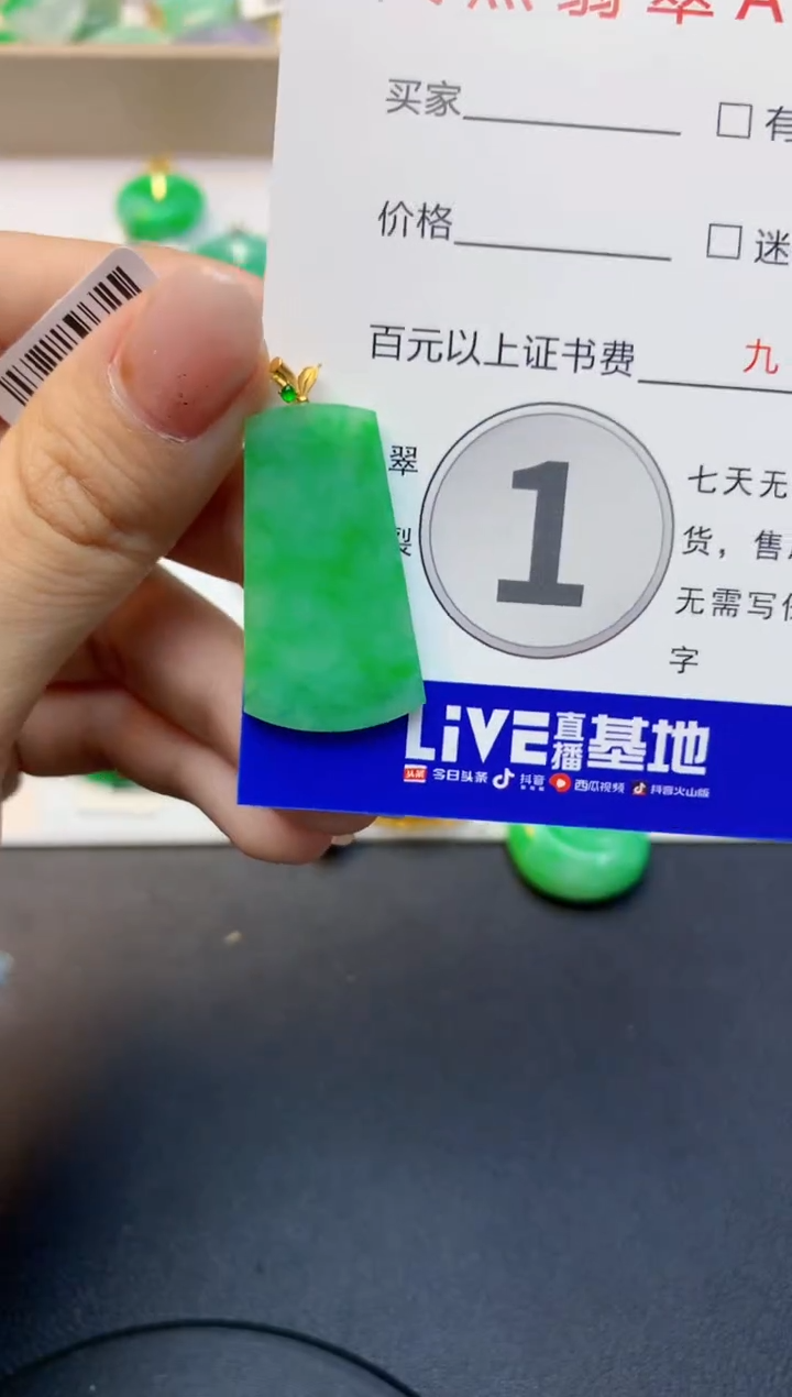 颈饰18K金镶嵌翡翠天然A货缅甸翡翠百元以上9元证书费自理
