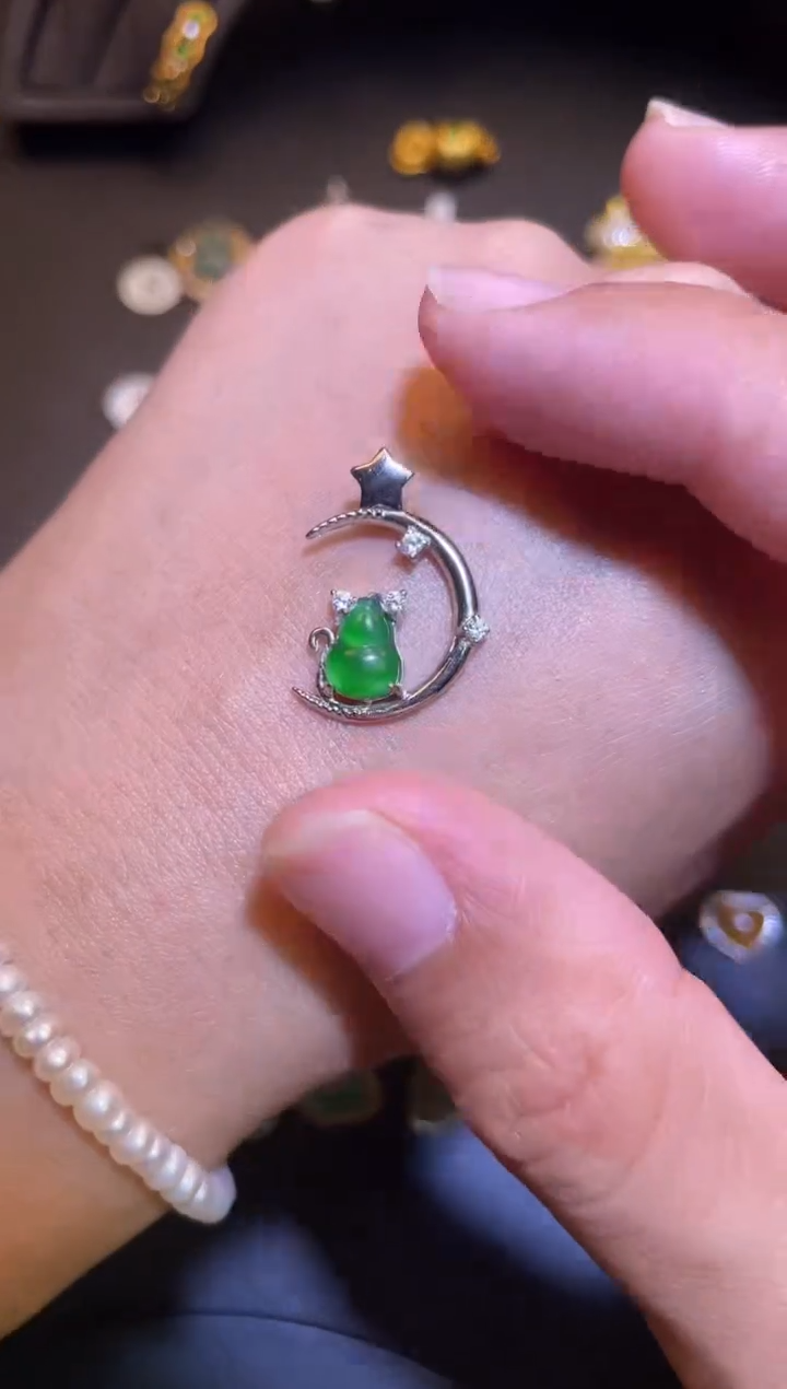 吊坠(不含链)银S925镶嵌翡翠1