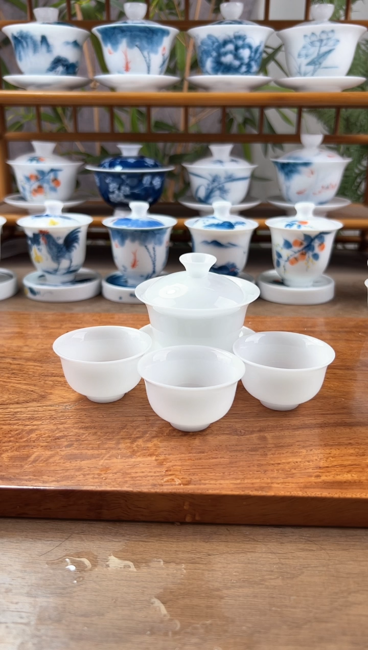 高冰纯白80ml三才+一口杯8个