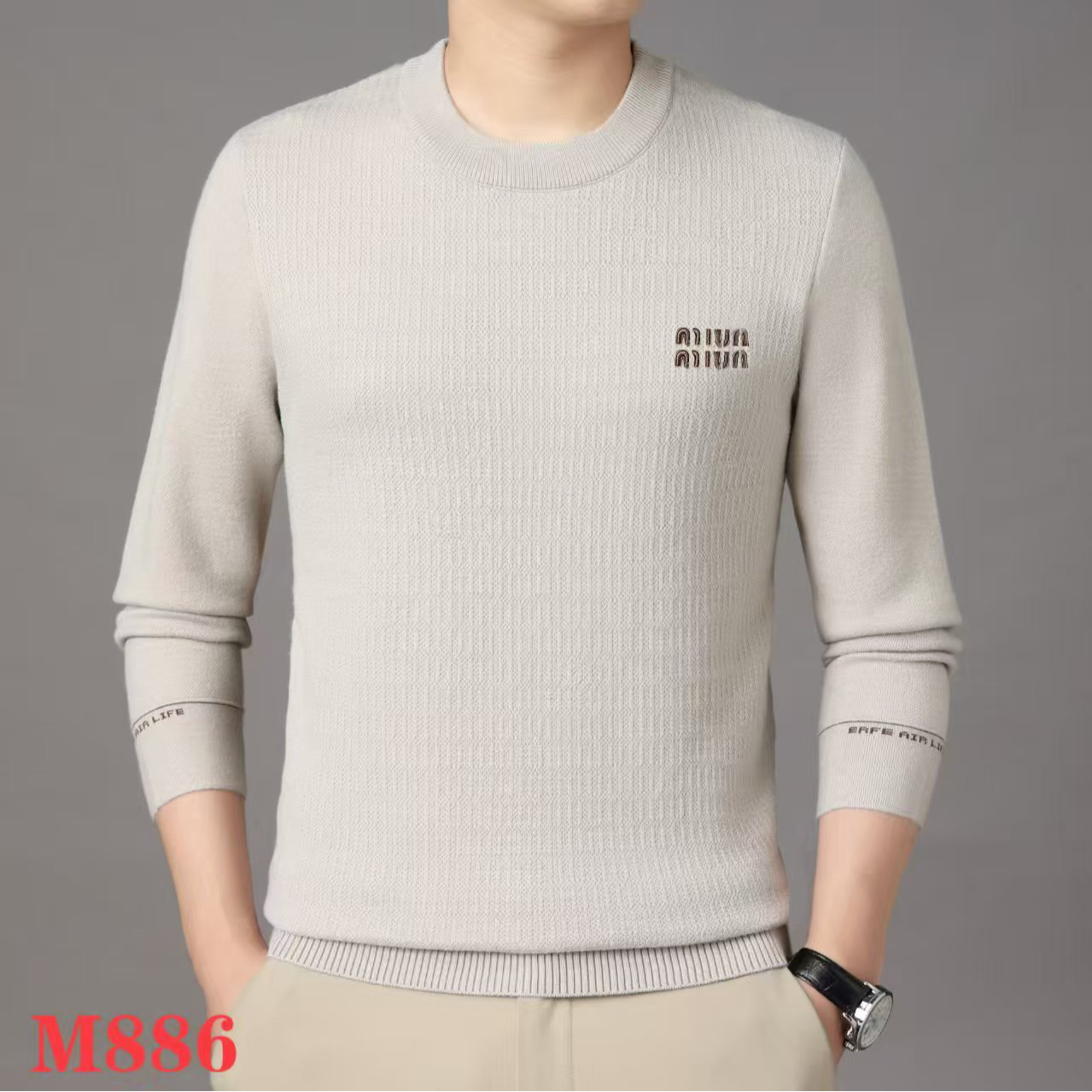 圆领卫衣男士秋冬款加绒套头圆领长袖卫衣886